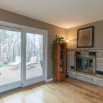 Fireplace / View of Back Yard